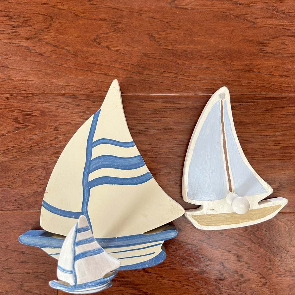 Nautical Wooden Sailboat Towel Holders